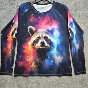 Feifeiyu Galaxy Space Raccoon Long Sleeve Top All Over Print Graphic Tee XL